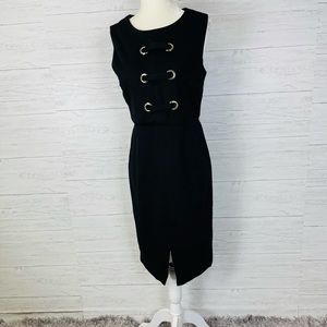 CARMEN MARC VALVO Lace-Up Front Grommeted Dress